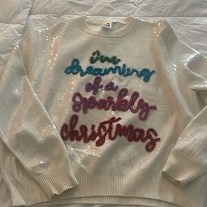 Queen of sparkles White sequin sweatshirt